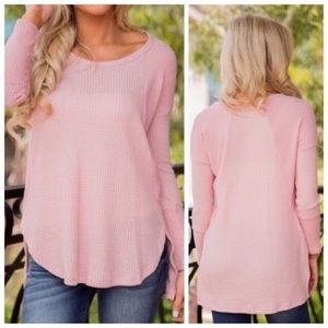 Blush Pink Waffle Knit Top
